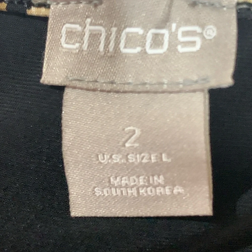 Chico's Black Tunic with Animal Print Trim